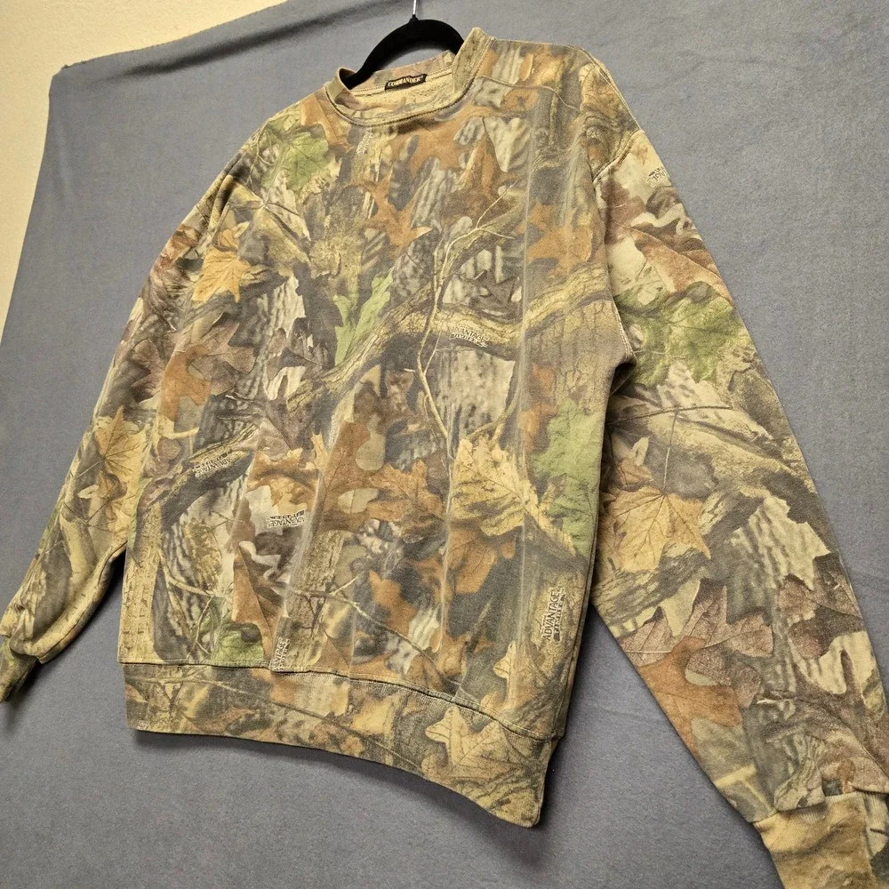 Vintage Commander Sweatshirt XL Advantage Timber Camo Crewneck Grunge Streetwear